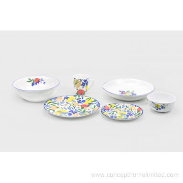 Porcelain dinner set with decal